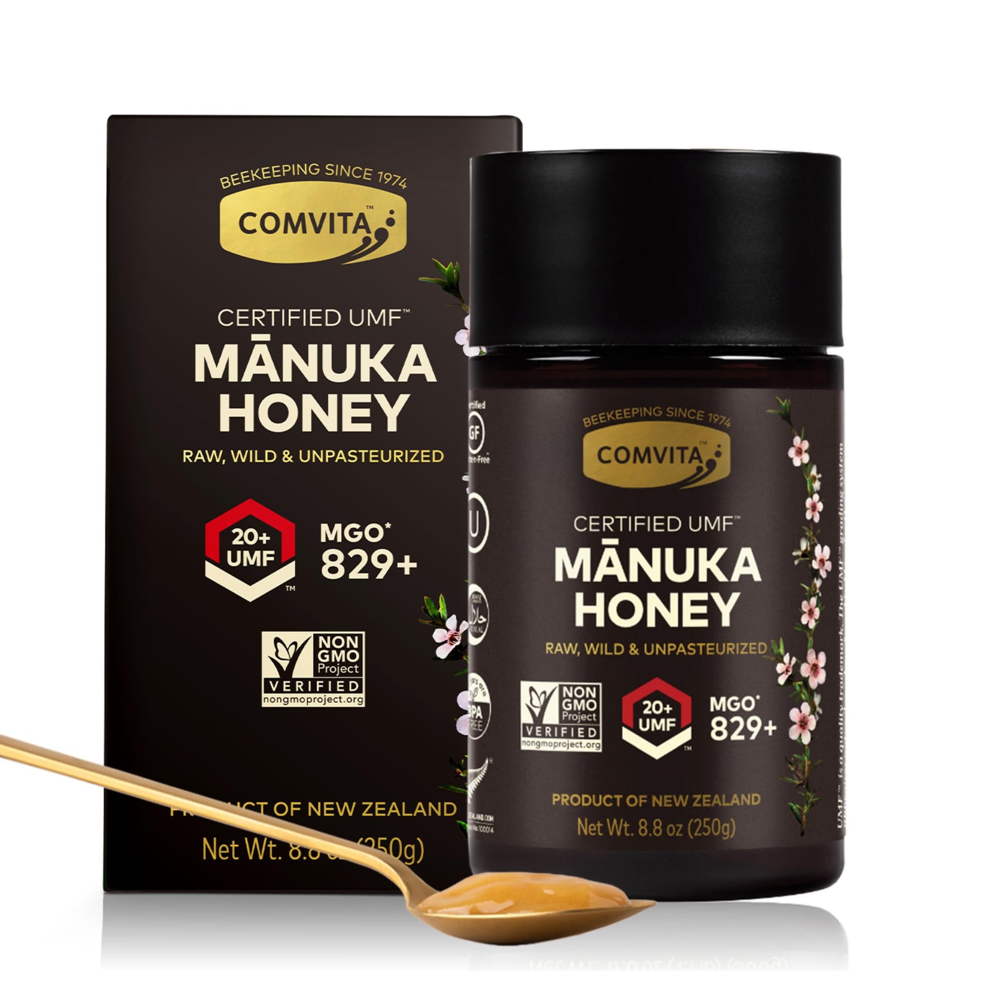 Comvita Manuka Honey UMF 20+ (MGO 829+) - Raw Manuka Honey New Zealand, Pure & Unpasteurized, Superfood for Immune Health, Use i