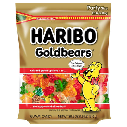 Haribo Gummi Candy Gold-Bears, 3.6 Pound RESEALABLE BAGS (2 x 28.8 Ounce)