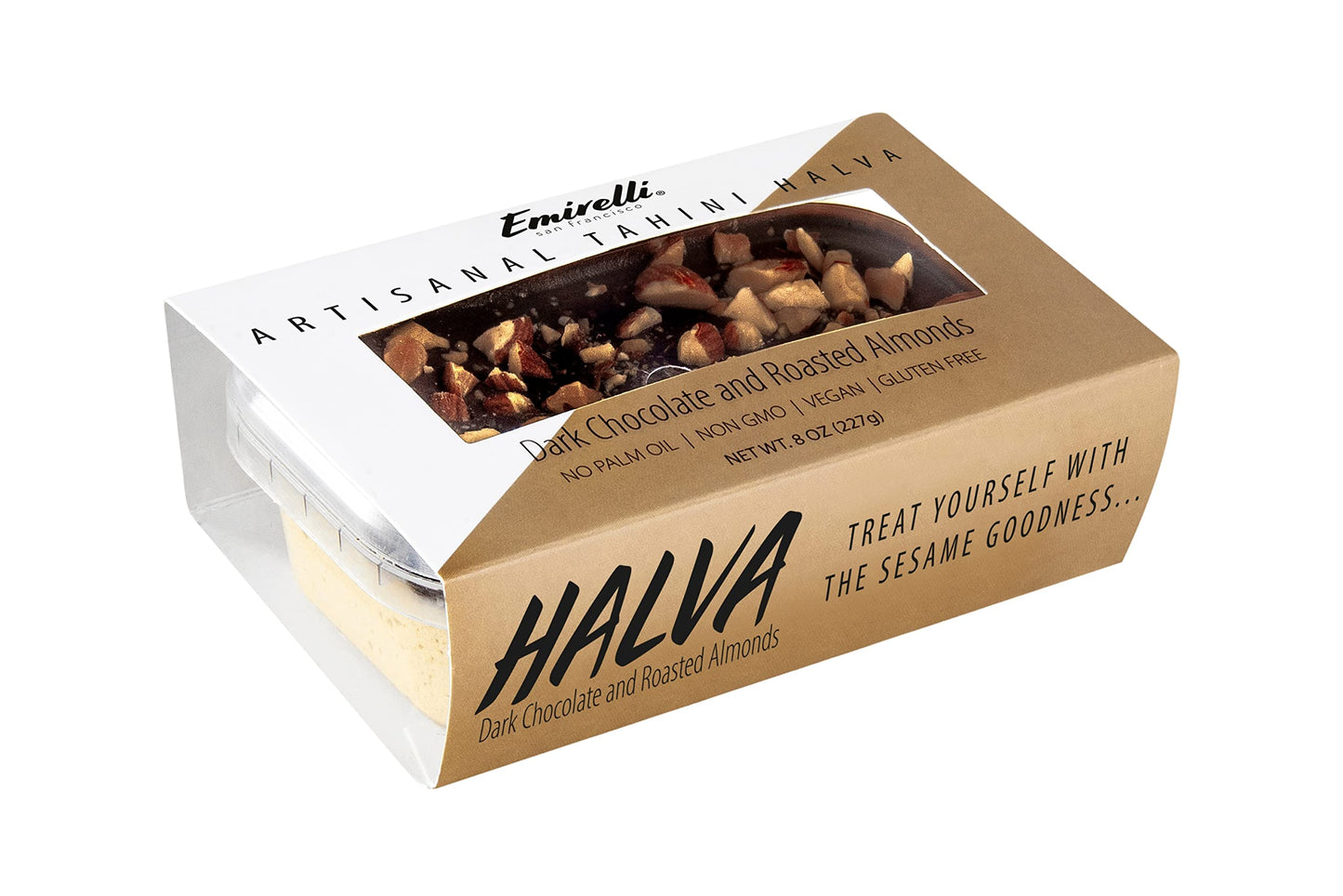 Emirelli Halva Dessert - Vegan Dark Chocolate Roasted Almonds Flavor - 8 Ounce