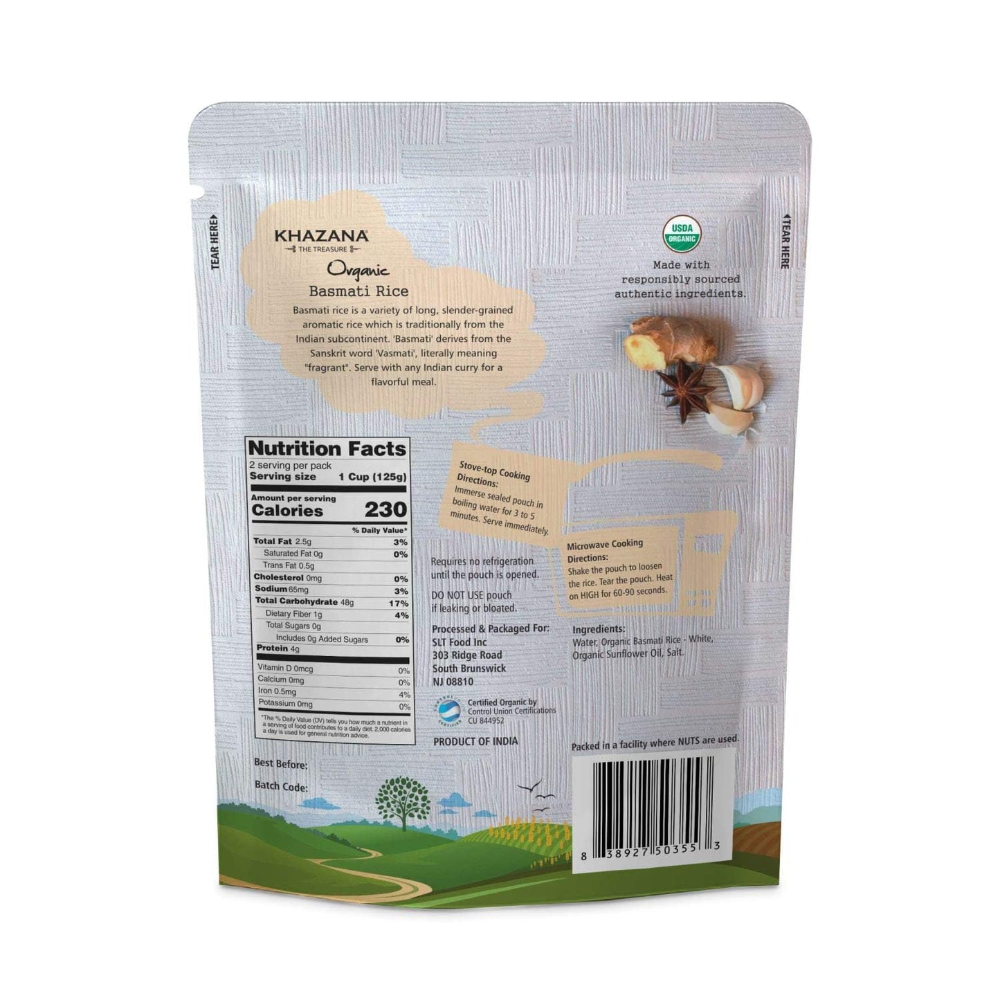 Khazana Organic Basmati Rice - Ready To Heat (6-Pack, 8.8Oz) - Authentic, Aromatic & Flavorful Indian Grain - Non-Gmo, Vegan, Gl