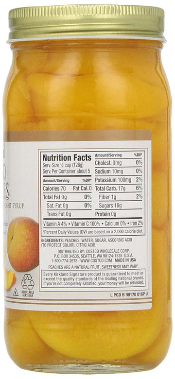 Kirkland Sliced Peaches, 4 Bottles (24 Ounces Each)