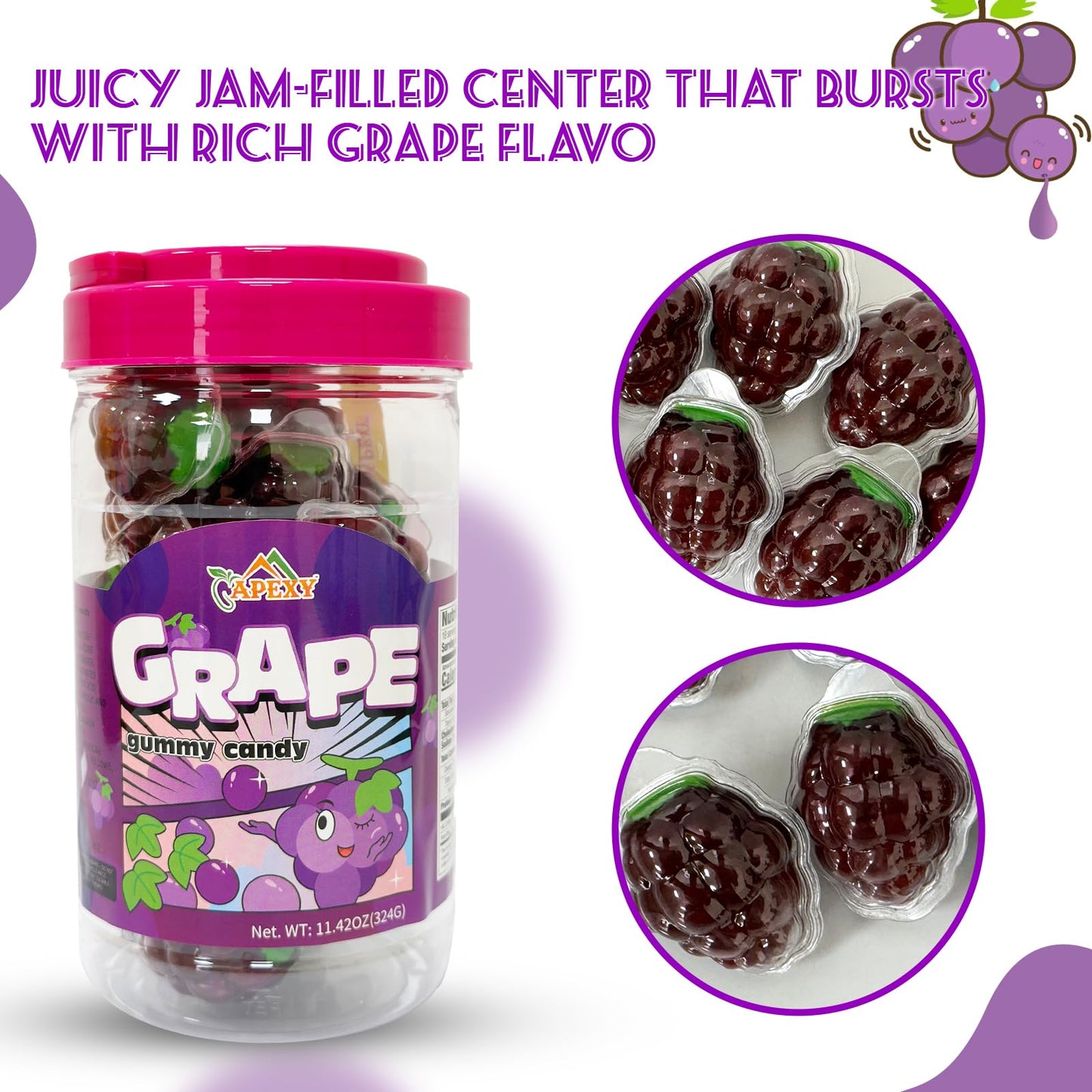 APEXY G  Gummy Candy - Jelly Filled, Fat Free, Nut Free, 11.42oz