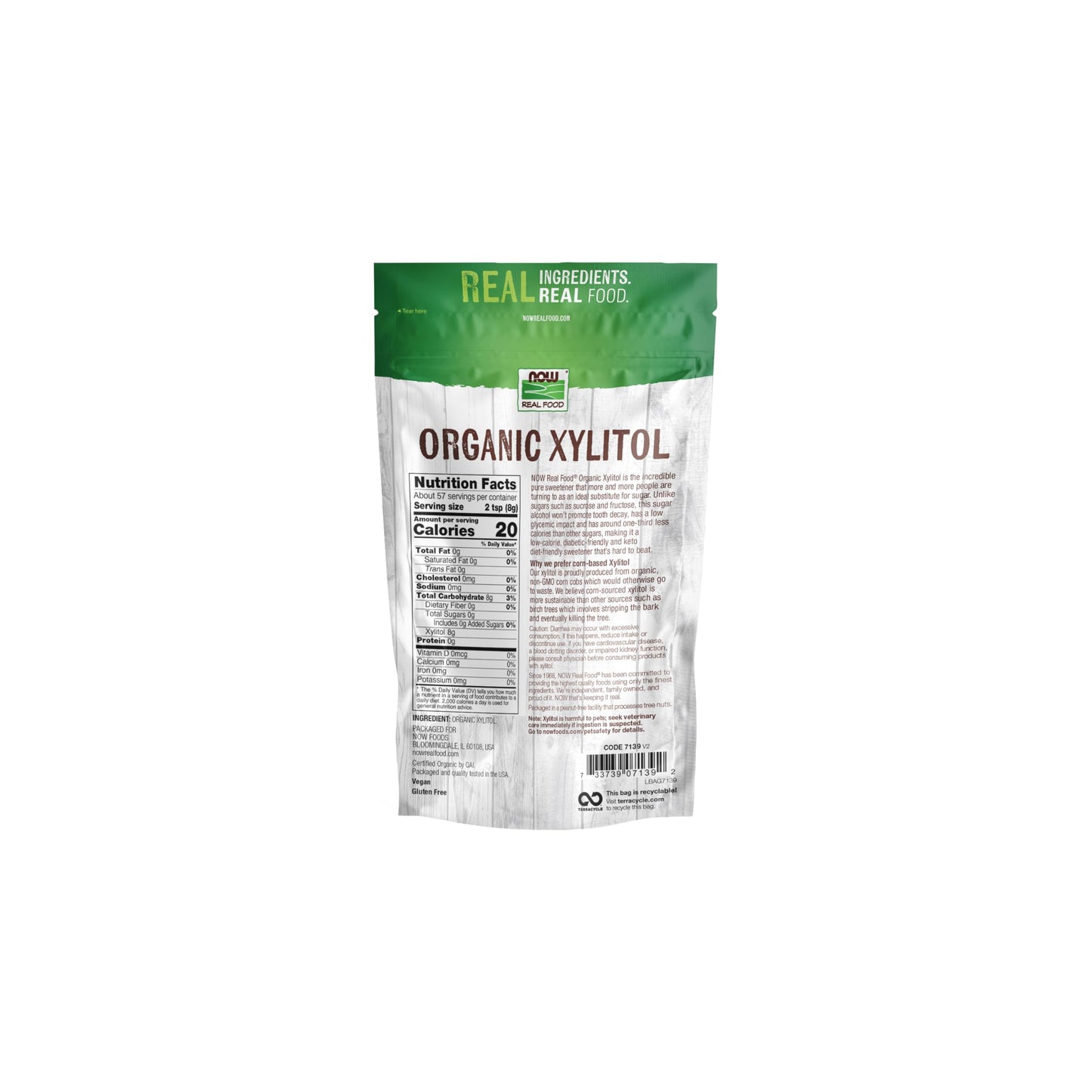 NOW Foods Organic Xylitol, Pure, Keto-Friendly, Low Glycemic, 16 Ounce, White, Model NOW07139