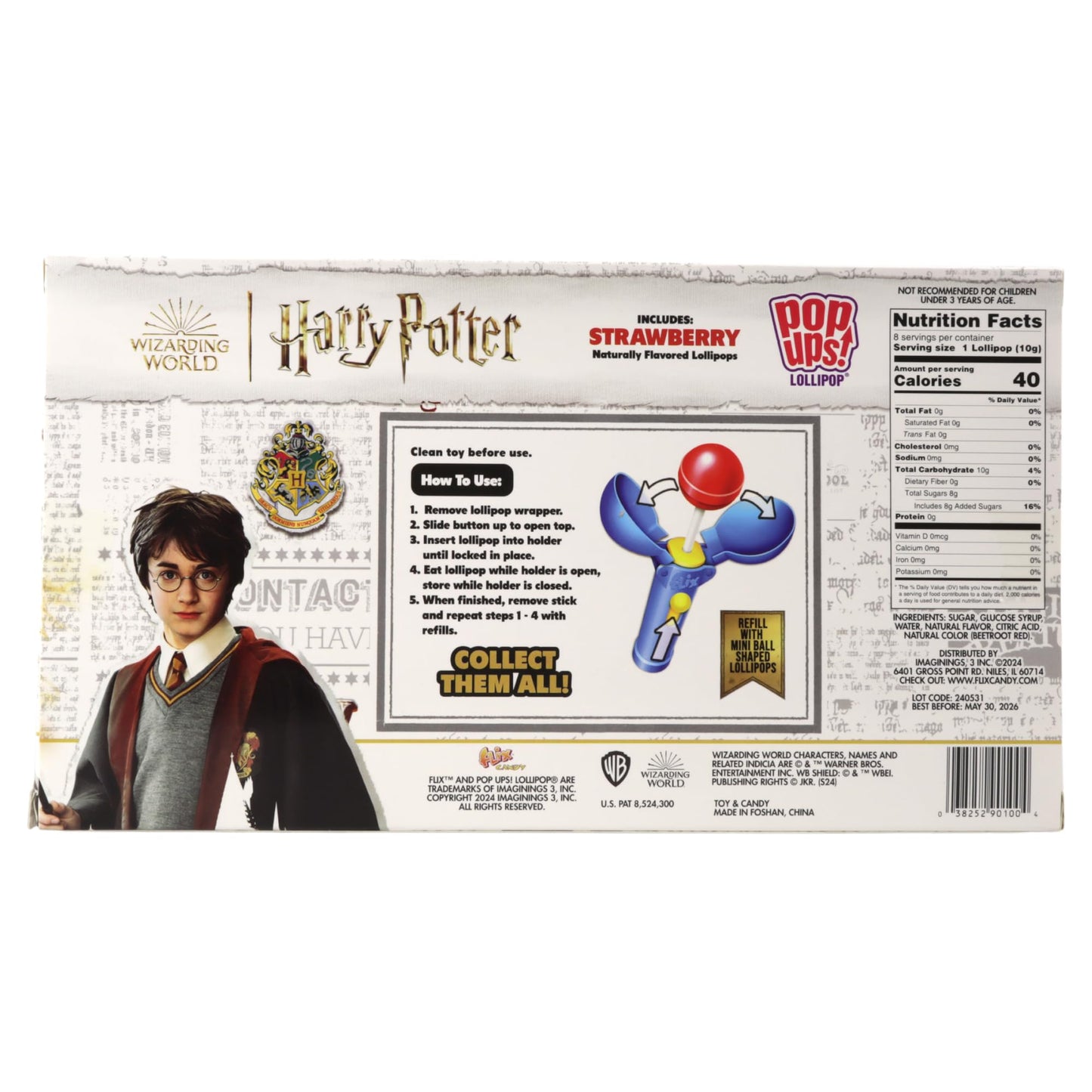 Imaginings 3 Limited Edition Harry Potter Pop Ups Gift Set, Individually Wrapped Suckers With Character Lollipop Holders, Strawberry Flavored, 2.82 Ounces
