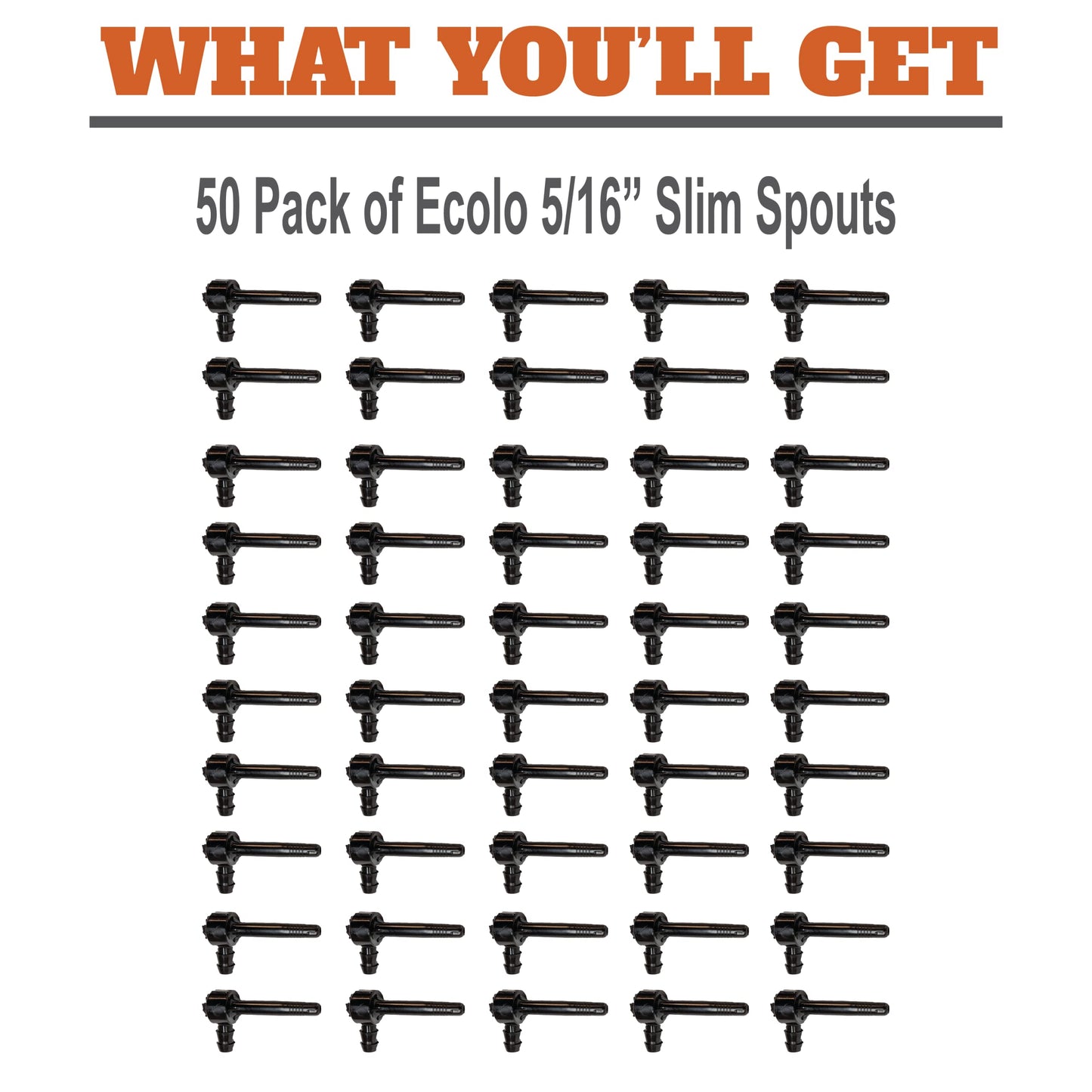 SAP HAPPY Maple Sap Spiles - 5/16 Ecolo Taps for Maple Trees, 50 Count, Tree Saver Spouts, 50 Ounce Pack