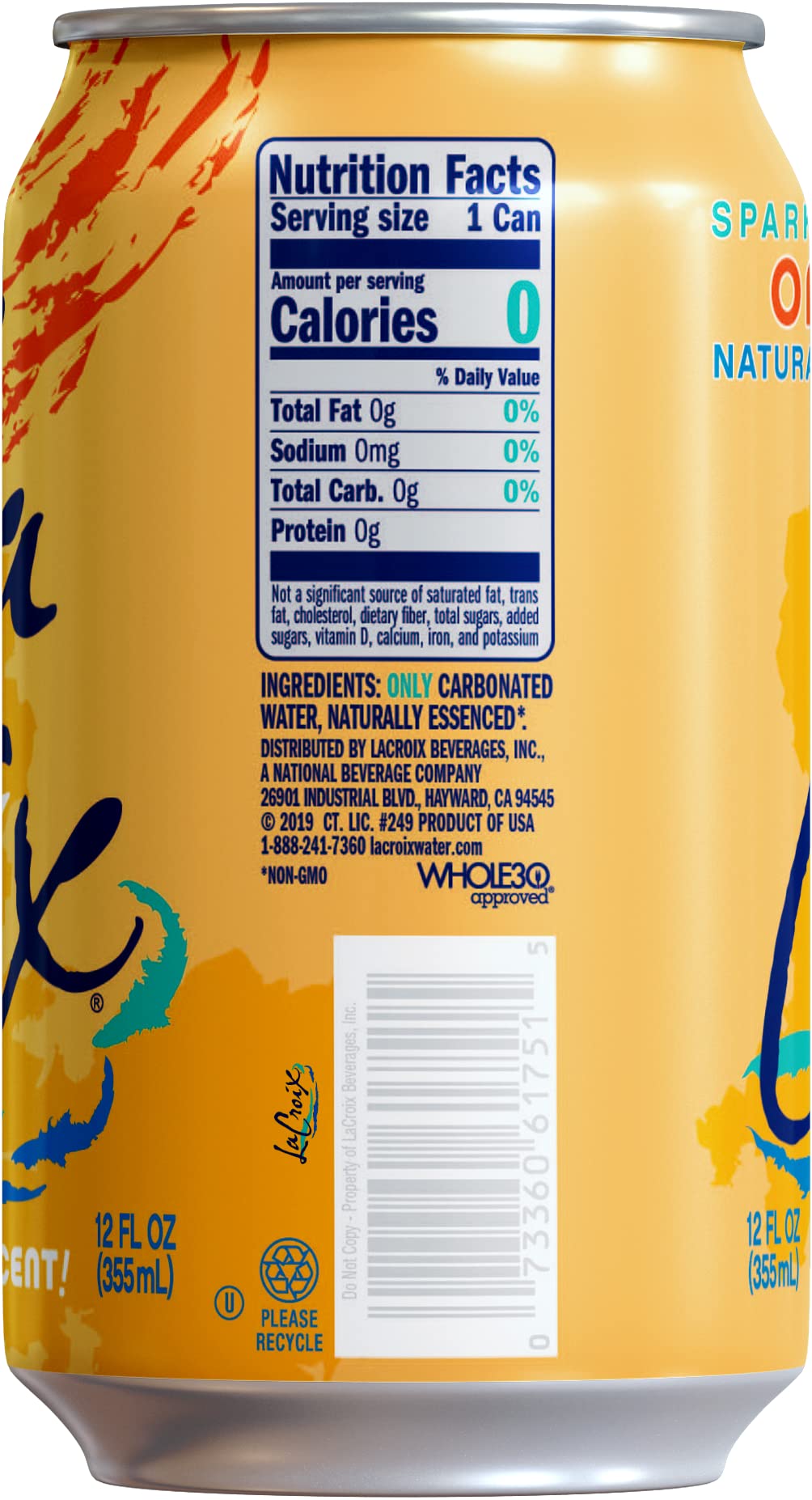 LaCroix Sparkling Water, Orange, 12 Fl Oz (Pack of 12), Naturally Essenced, 0 Calories, 0 Sweeteners, 0 Sodium