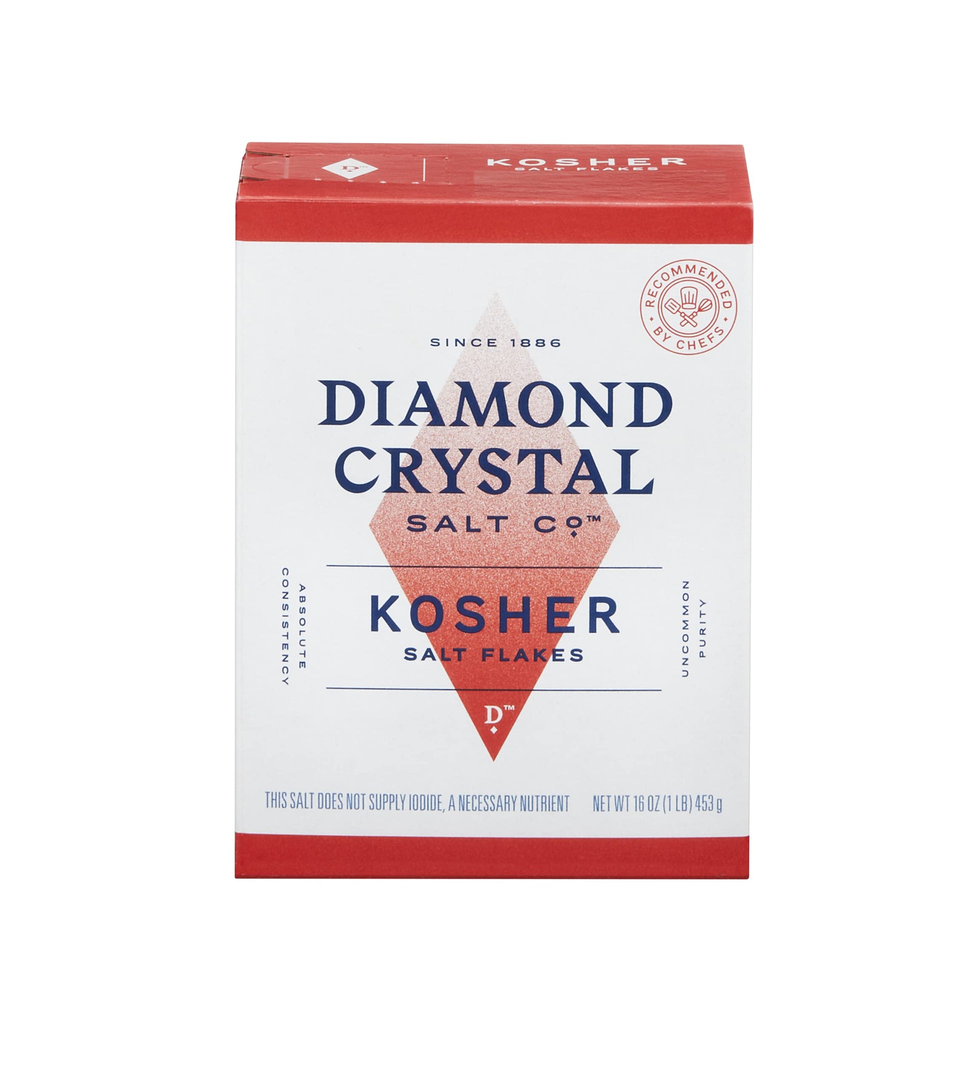 Diamond Crystal Kosher Salt Flakes - Full Flavor, No Additives - Pure and Natural Since 1886-1 Pound Box