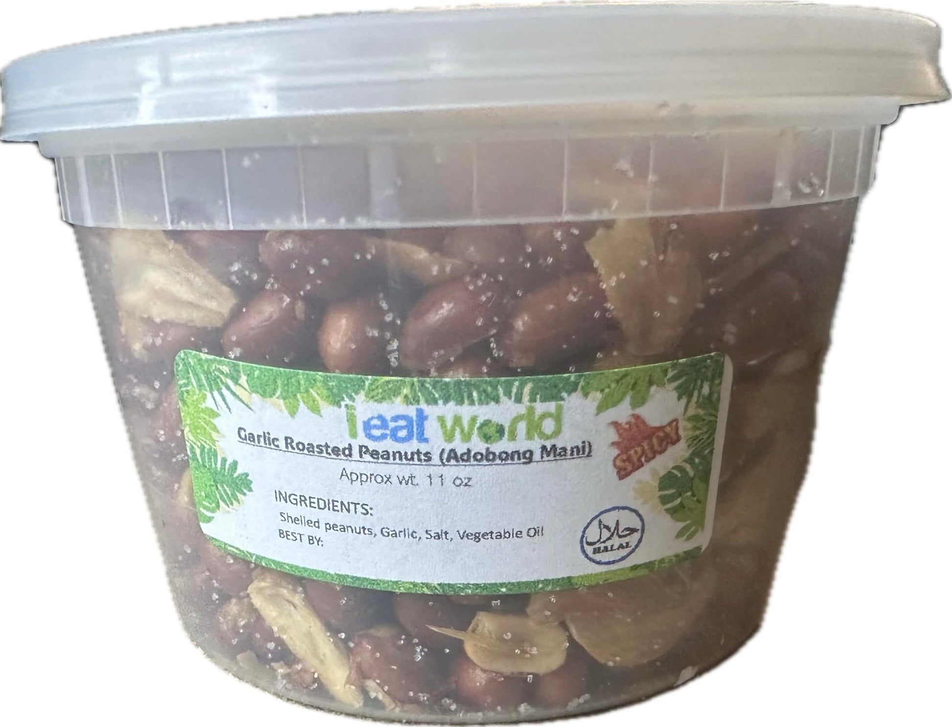 Adobon Mani Halal Garlic Roasted Red Skin Peanuts Filipino Snack Home Made No Preservatives Halal Snacks (11 oz, Spicy)