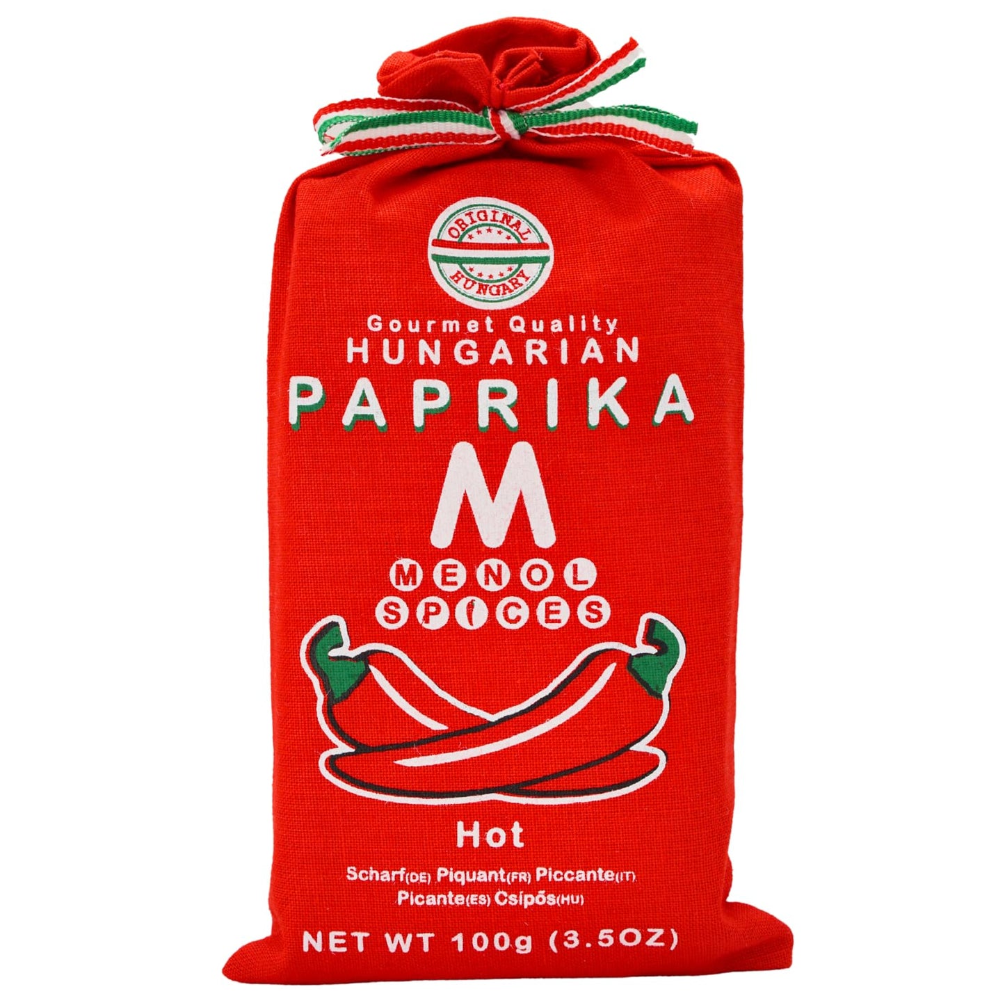 Menol Spices Authentic Hungarian Hot Paprika Powder, Very Spicy Gourmet Quality, 3.5oz (100g)