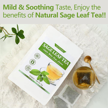 ULTHMOK Premium Sage Tea Bags, 100% Natural, Caffeine Free, 50 Count