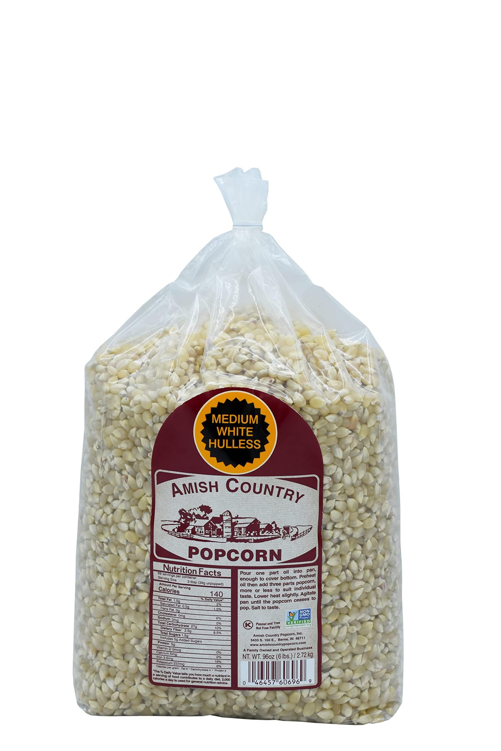 Amish Country Popcorn | 6 Lb Bag | Medium White Popcorn Kernels | Old Fashioned, Non-Gmo And Gluten Free (Medium White - 6 Lb Ba