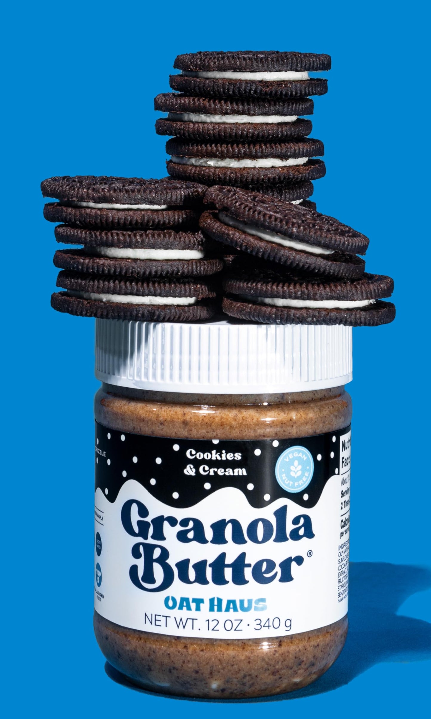 Oat Haus Cookies And Cream Granola Butter | Peanut-free, Almond (Tree-Nut) Free, & School-Safe (Top 8 Allergen Free) | Cookie Bu