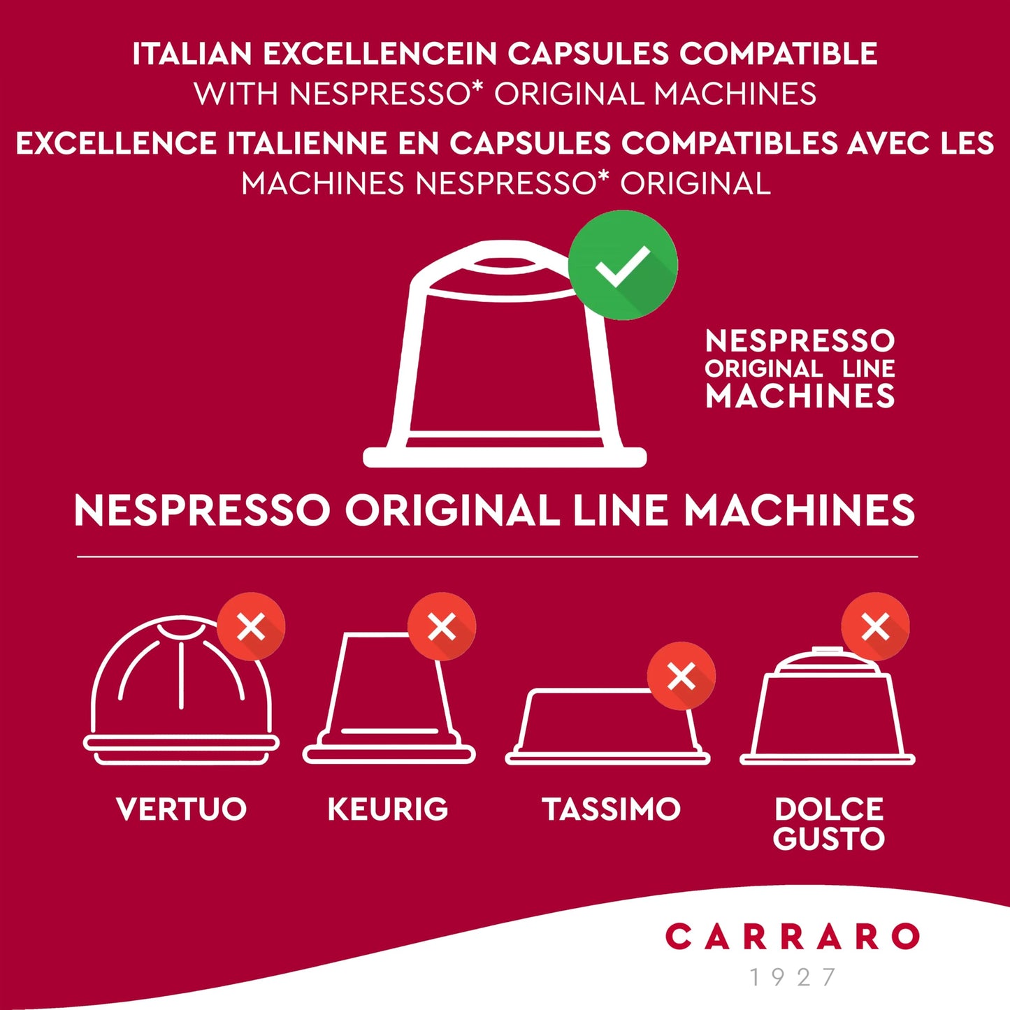 Carraro Espresso Pods Variety Pack - 100 Premium Aluminum compact pieces, Medium & Dark Roast, Compatible with Nespresso Original Machines