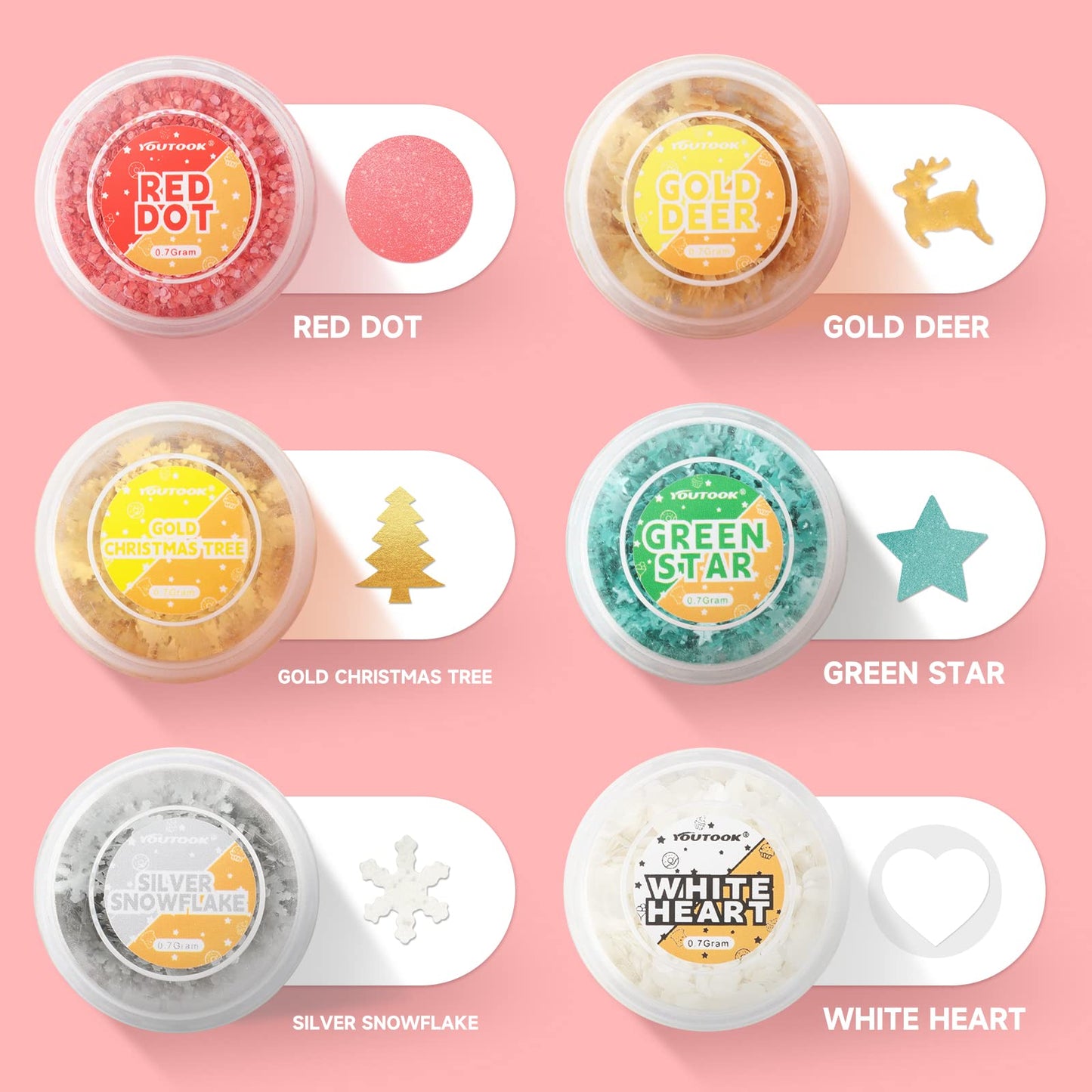 Edible Sprinkles For Cakes, 6 Metallic Shapes Used For Desserts, Baked Goods, Candy, Cupcakes And Drinks, Tasteless Metallic Gol