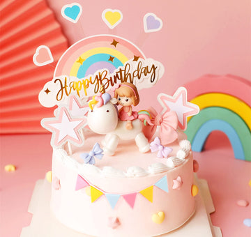 Jevenis Magical Unicorn Cake Decoration Girls Unicorn Birthday Decoration Rainbow Cake Topper Unicorn Party Favors Rainbow Birth