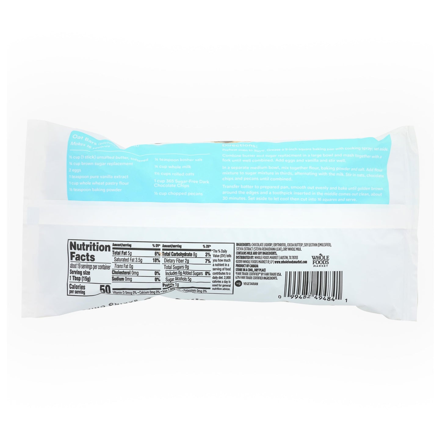 365 by Whole Foods Market Sugar-Free Dark Chocolate Baking Chips, 10 Ounce, Ideal for Baking and Snacking, Gluten-Free