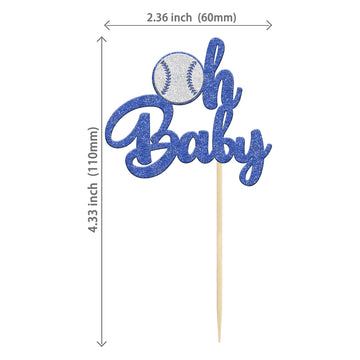 24Pcs Baseball Oh Baby Cupcake Toppers Glitter Sport Baseball Theme Babyshower Oh Baby Cupcake Picks For Baseball Theme Babyshow