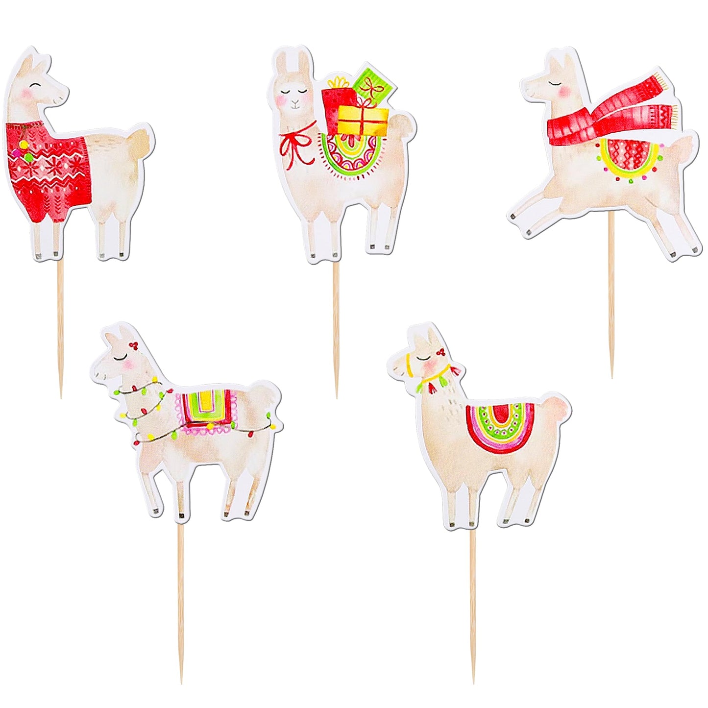 35 Pcs Llama Cupcake Toppers Double Sided Mexican Fiesta Alpaca Cupcake Picks For Llama Fiesta Theme Baby Shower Kids Boys Girls