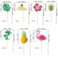 28 Pcs Tropical Cupcake Toppers Glitter Leaf Pineapple Flower Palm Tree Flamingo Cupcake Picks Aloha Cake Decorations For Summer