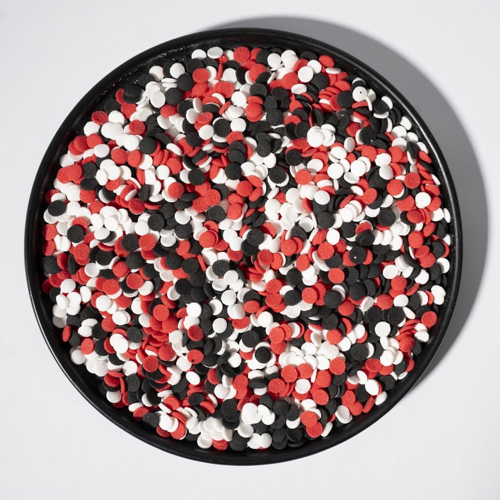 NIPEOR Rainbow Sprinkles,Red Black Confetti Sprinkles 3.53oz/100gEdible Sprinkle Topping Confetti Sprinkles, Round Sprinkles for