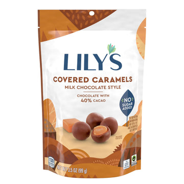 Lily'S Milk Chocolate Style No Sugar Added, Covered Caramels Bags, 3.5 Oz (12 Count)