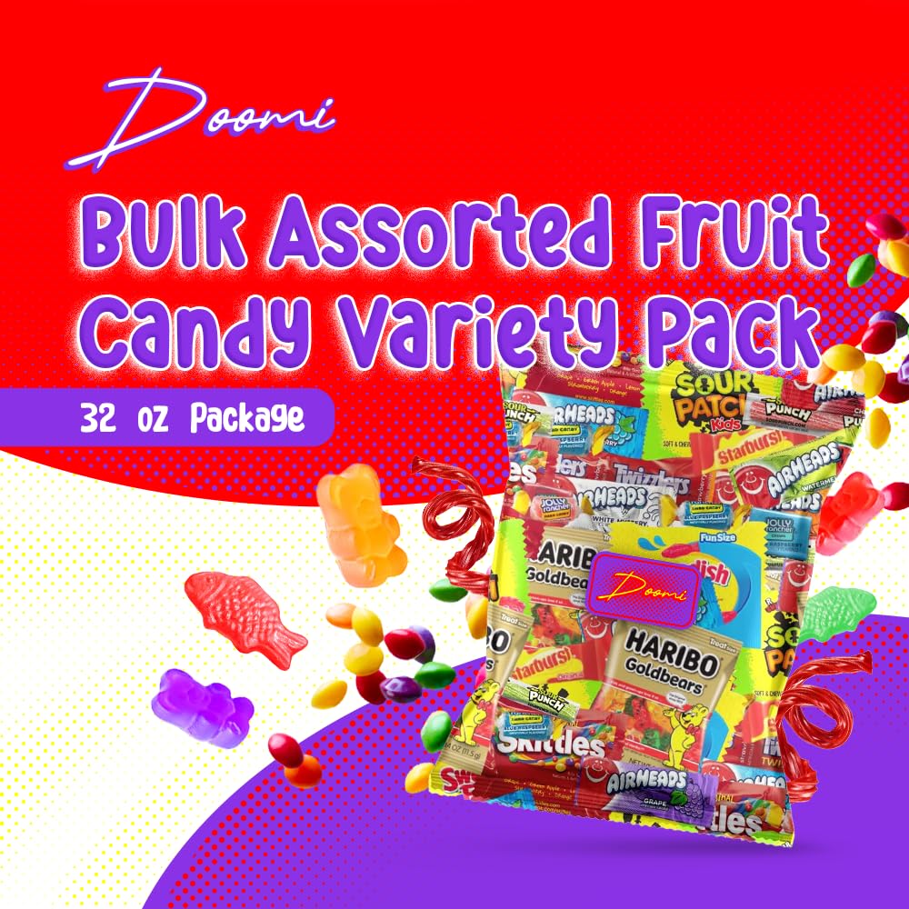 Bulk Assorted Fruit Candy - Starburst, Skittles, Fish, Air Heads, Jolly Rancher, Sour Punch, Gold-Bears Gummi Bears & Twizzlers,