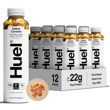 Huel Ready-to-Drink | Salted Caramel Meal Replacement Drink | High Protein Drink | Nutritionally Complete  Low Sugar  High Fiber  Plant Based  Vegan  Healthy | 22g Protein Per Bottle  16.9 Fl Oz (12 Pack)