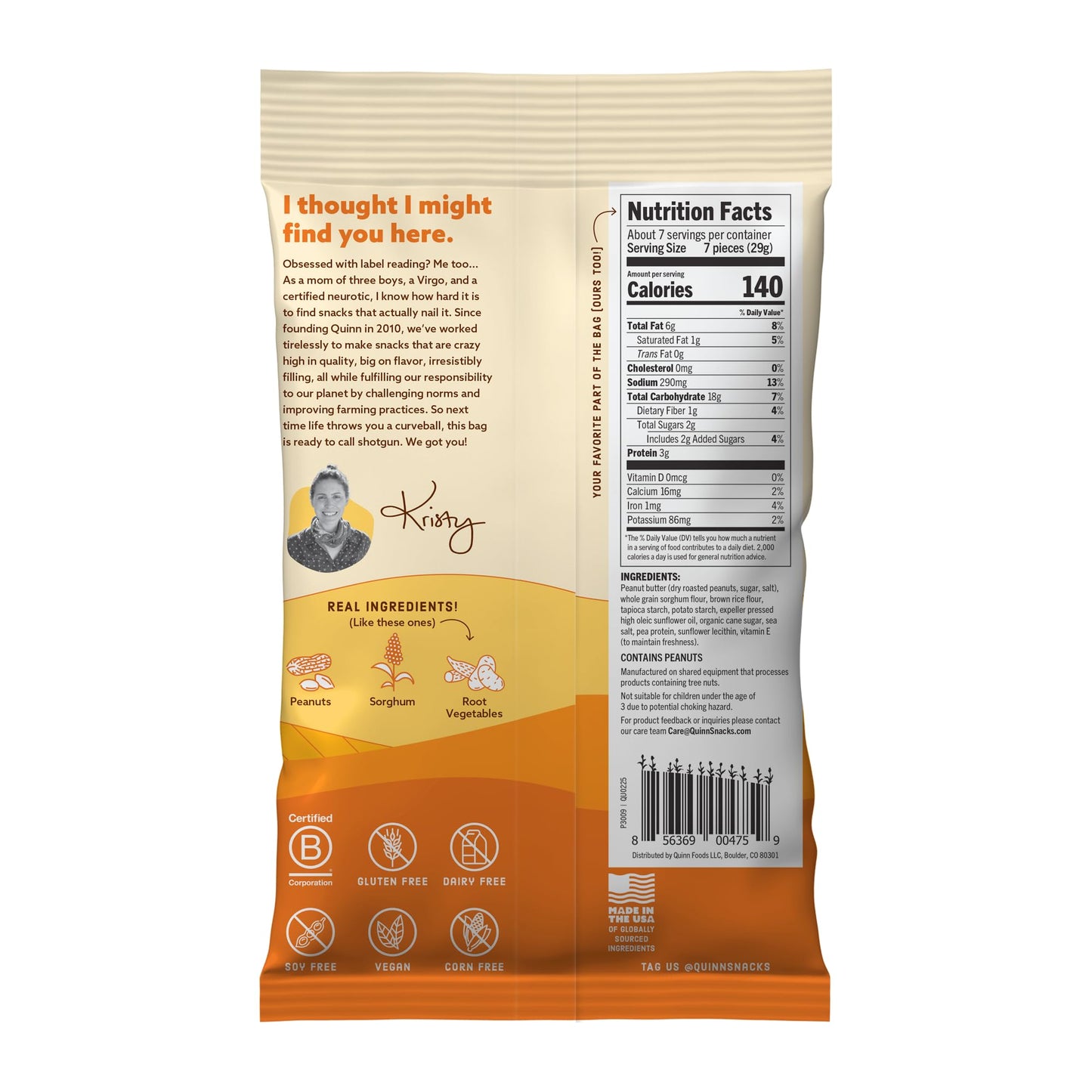 Quinn Gluten Free Peanut Butter Pretzel Nuggets - Vegan, Non-GMO - 7 Oz (Pack of 4)