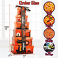 Sarahs Candy Factory Halloween Tower Box With Ribbon – 6 Tier Gift Box With Candy Corn, Autumn Mix, Indian Candy Corn, Jelly Pumpkins And 20 Fun Toys, Individually Wrapped Treat Packs