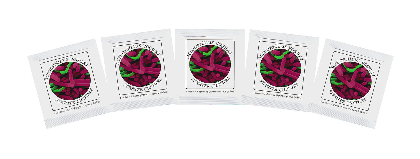 Yogurt Starter Cultures - Pack of 5 Freeze-dried Culture Sachets for Acidophilus Yogurt