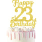23 Birthday Cake Toppers - Gold Glitter, 23Rd Birthday Decorations For Men & Women