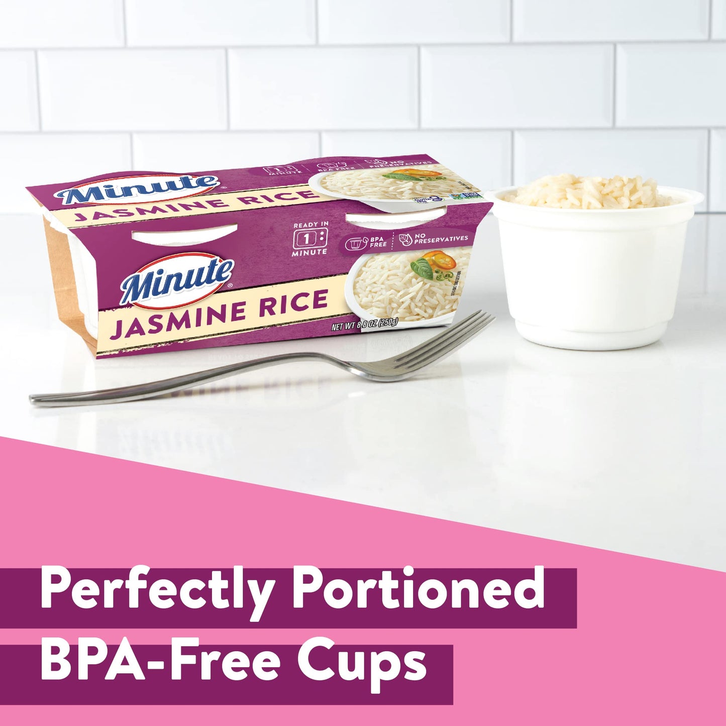 Minute Ready-to-Serve Jasmine Rice, Microwavable Rice Cups, 8.8-Ounce Cups (Pack of 8)