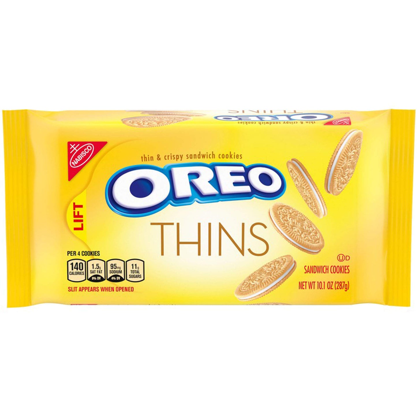 OREO Thins Golden Sandwich Cookies, Bulk Cookies, 12 - 10.1 oz Packs