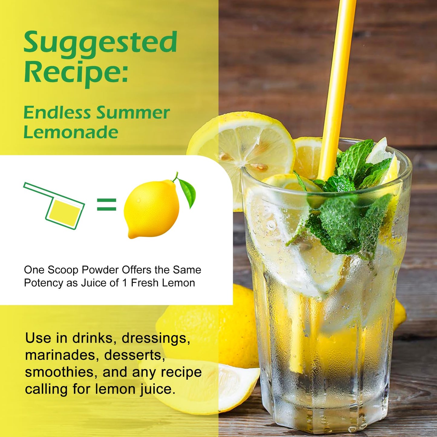 Talcufon Freshly Squeezed Lemon Powder 10 Oz, Just Cold Pressed, Freeze Dried Lemon Juice Powder No Added Sugar, Gluten Free, No
