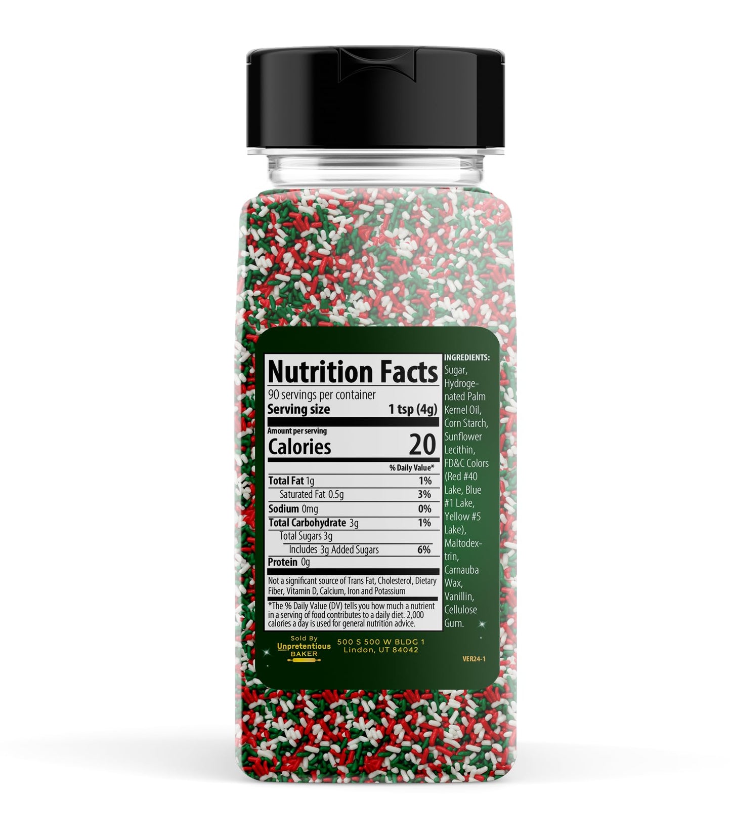 Unpretentious Holiday Sprinkles, Perfect For Christmas Festivities, Multi-Use Shaker Bottle, Dessert Decorating (12 Ounce)