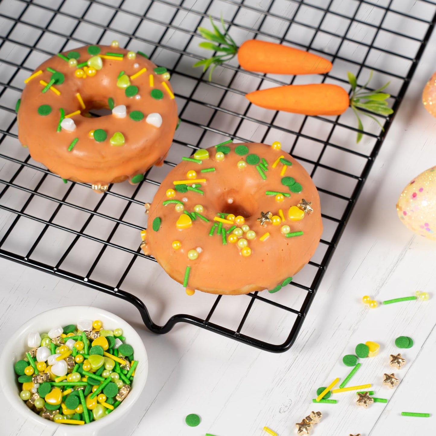 Cobakey Easter Sprinkles For Cookies 4.23 Ounce Spring Sprinkles For Baking Gold Star Edible Heart Perfect For Easter Cake Decor
