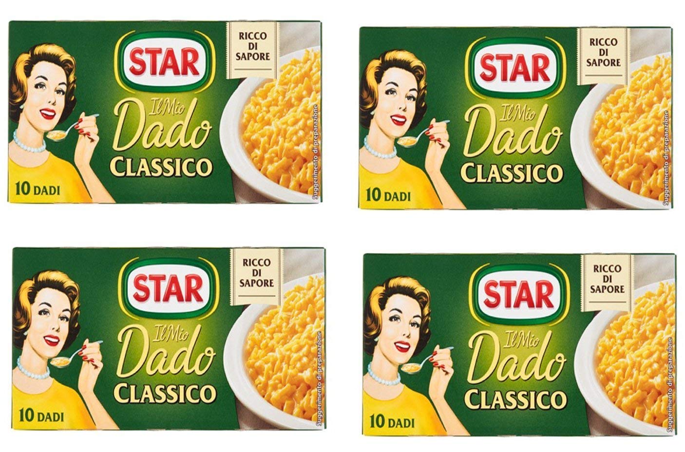 Star: ''Il Mio Dado Classico'' Bouillon Cubes, Classic Taste Pack of 4 10-Cubes Boxes, 10g Each Cube [ Italian Import ]