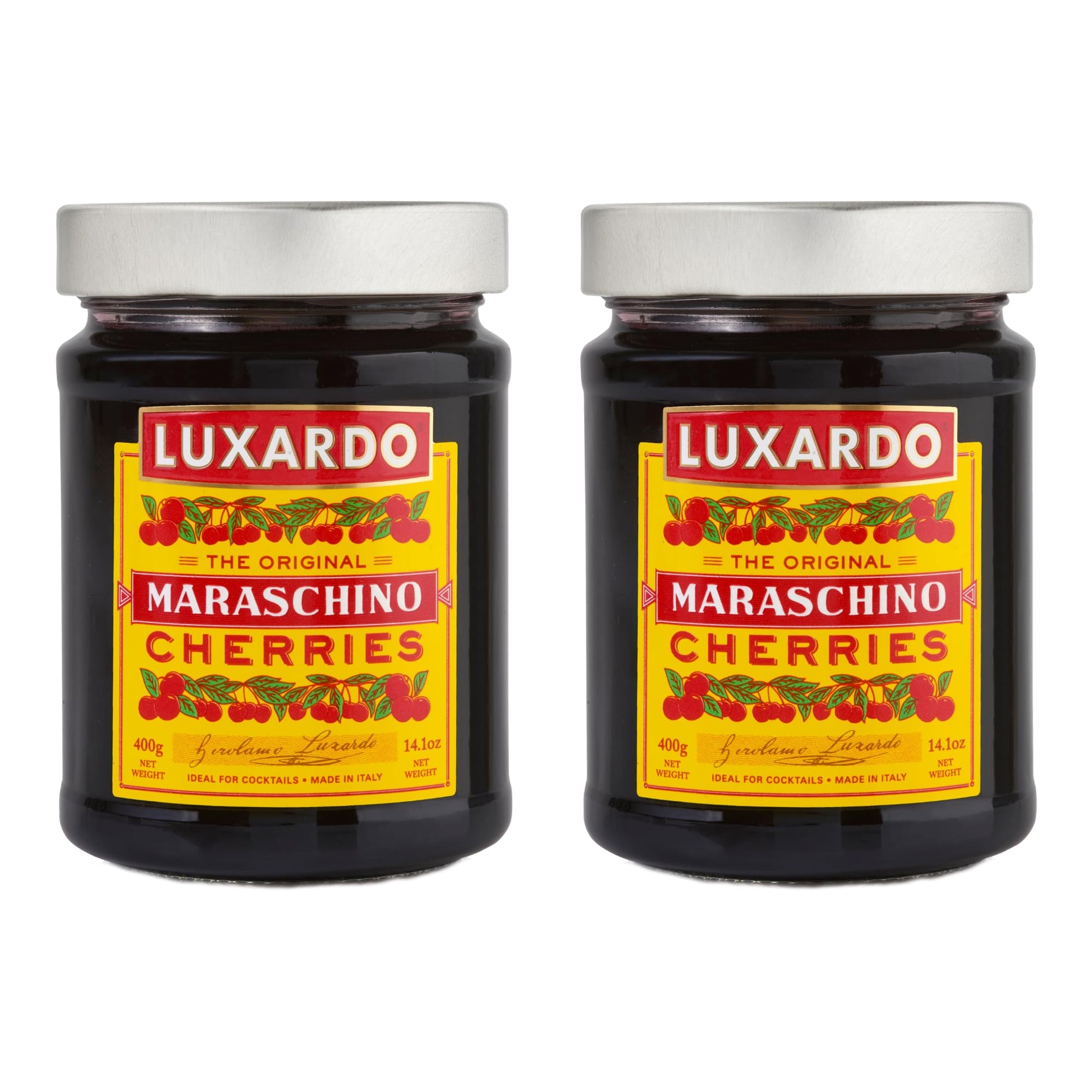 Luxardo Maraschino Cherries | Gourmet Cocktail Cherries | 14.1 oz (Pack of 2) | Red
