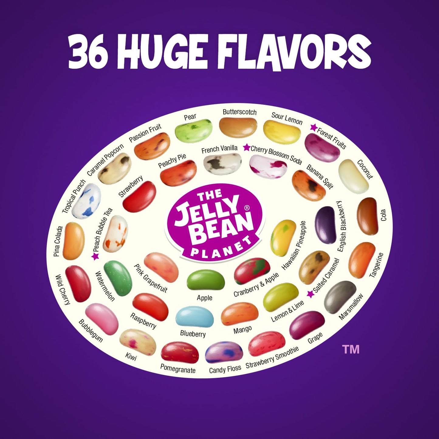 The Jelly Bean Planet 36 Huge Flavors 42.5 Oz Jar - Jelly Beans - Chewy Fruit Flavored Candy - Gluten Free Snacks - Candy Bulk -