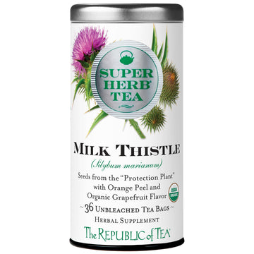 The Republic Of Tea Organic Milk Thistle Superherb Tea Bags, Tin Of 36 Tea Bags