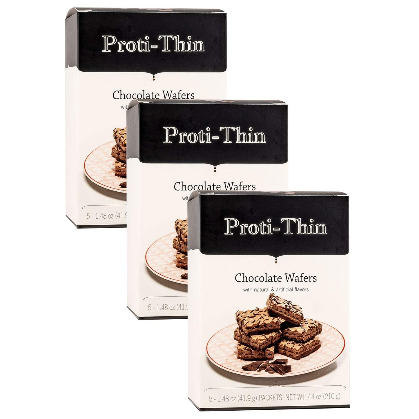Proti-Thin High Protein Wafer Squares, 15g Protein, Low Calorie, 3 Count Box, Brown, 5 Count (3 Boxes - Save 5%)