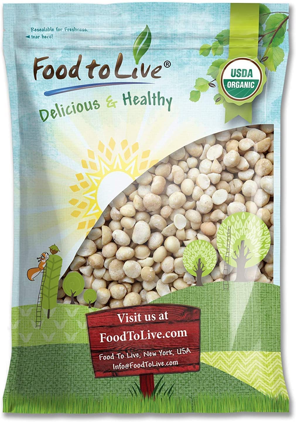 Food to Live Organic Whole Macadamia Nuts, Raw, Unsalted, 8 Pounds, Non-GMO, Vegan, Kosher, Keto Snack