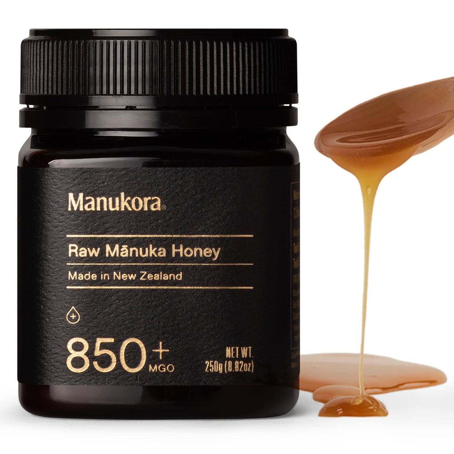 Manukora Raw Manuka Honey  MGO 850+ from New Zealand  Non-GMO  Monofloral  Traceable from Hive to Hand  Daily Digestive & Immune Support - 250g (8.82 Oz)