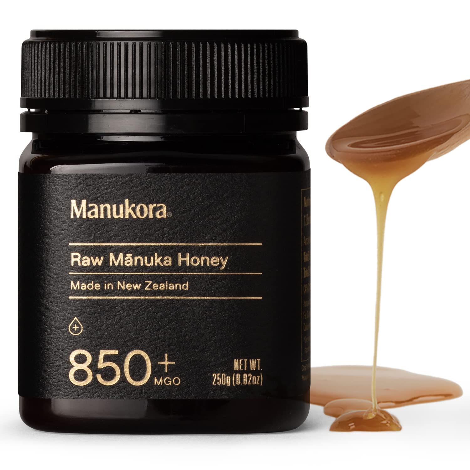 Manukora Raw Manuka Honey  MGO 850+ from New Zealand  Non-GMO  Monofloral  Traceable from Hive to Hand  Daily Digestive & Immune Support - 250g (8.82 Oz)