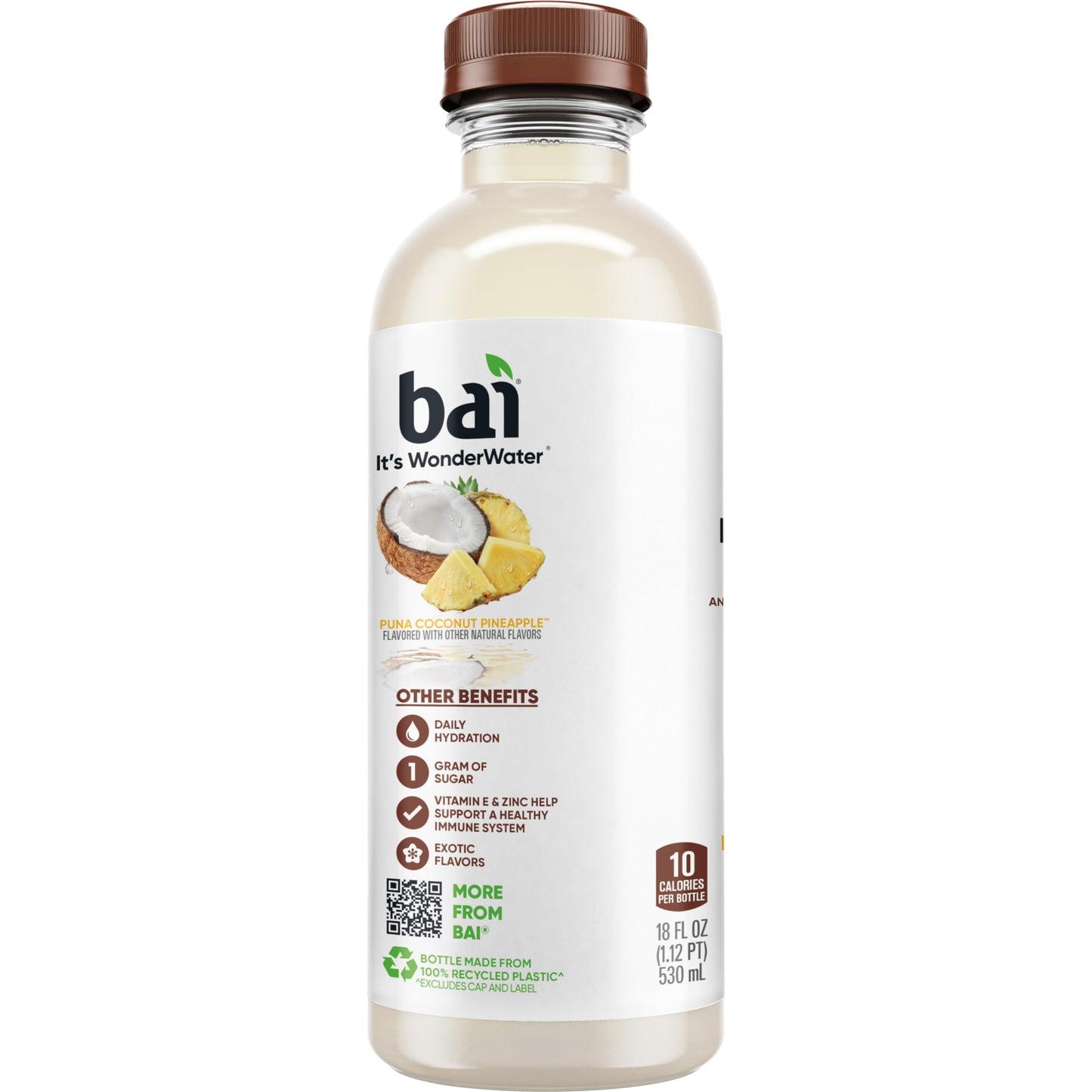Bai Antioxidant Infused Water Beverage, Puna Coconut Pineapple, with Vitamin C and No Artificial Sweeteners, 18 Fluid Ounce Bott
