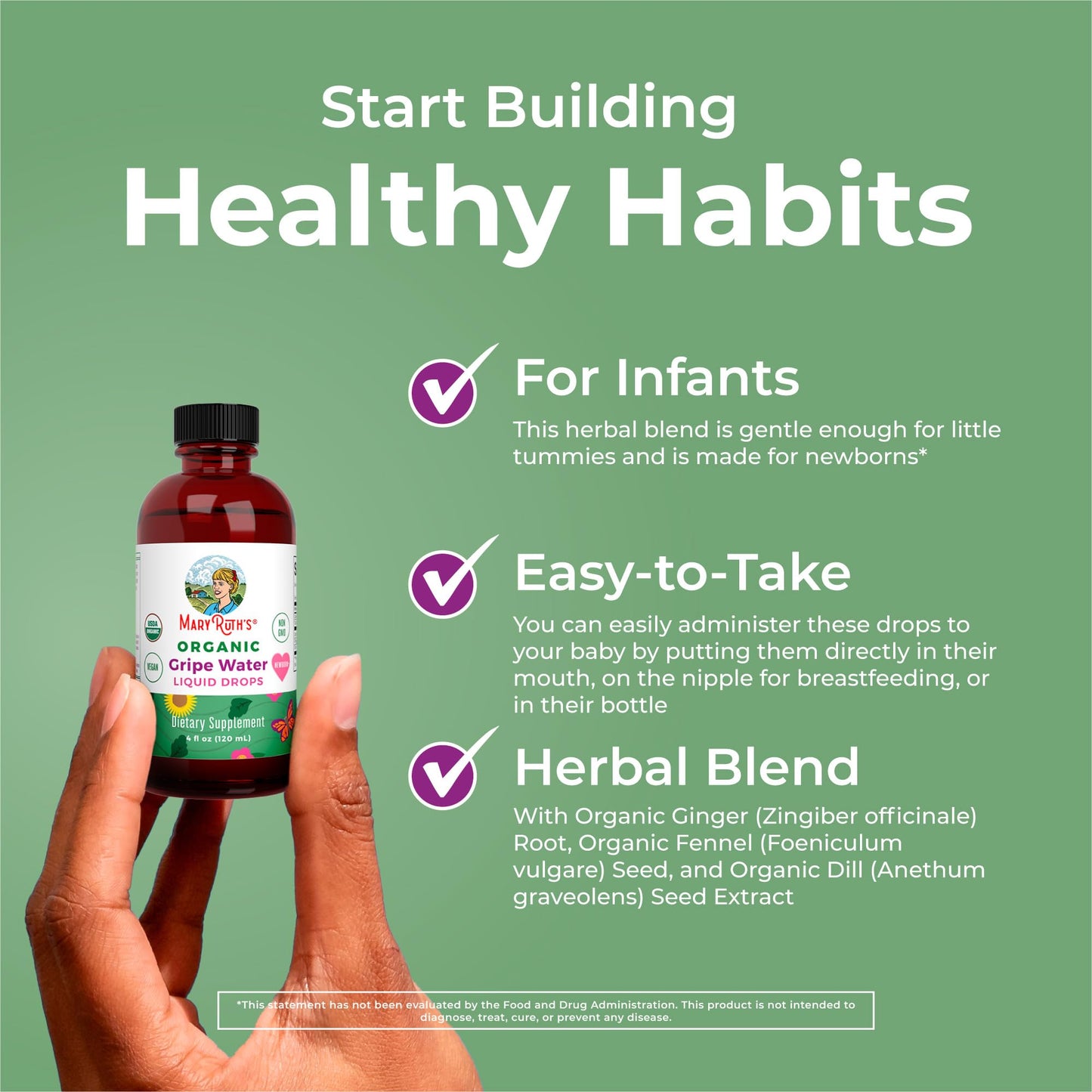 MaryRuth Organics Gripe Water for Babies | Herbal Blend | 4 Fl Oz | Vegan