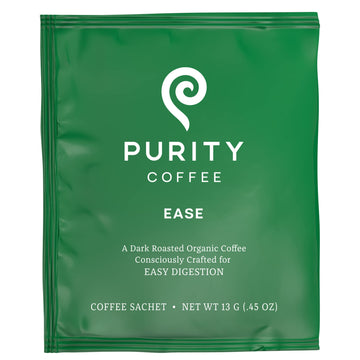 Purity Coffee Ease Dark Roast Low Acid Organic Coffee - Usda Certified Organic Specialty Grade Arabica Single-Serve Packets - Th