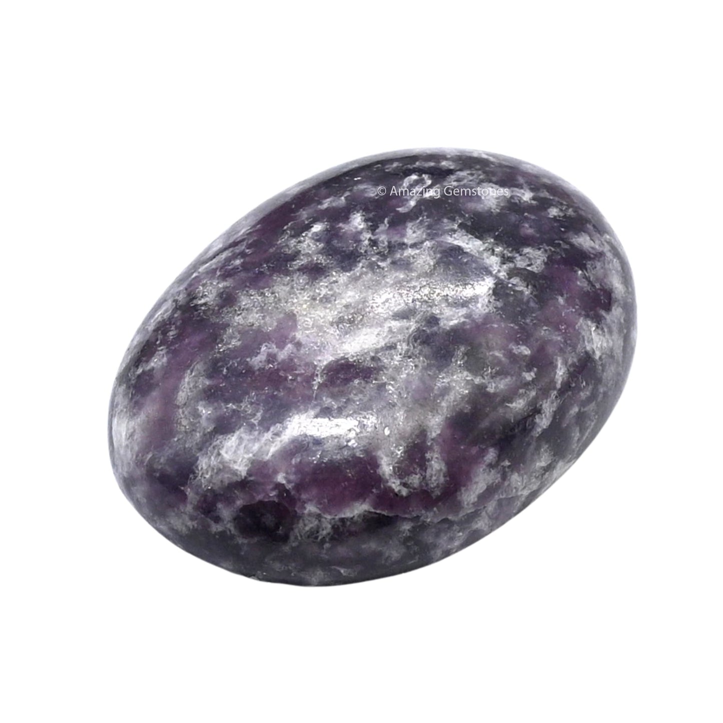 Lepidolite Palm Stone - Pocket Massage Worry Stone For Natural Body Chakra Balancing, Reiki Healing And Crystal Grid