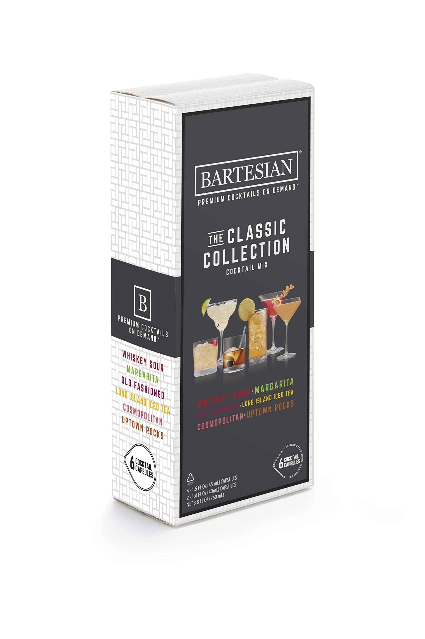 Bartesian Cocktail Mixer Capsules Variety Pack of 6, 55350, 6-Pack of Capsules