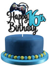 Video Game Happy 16Th Birthday Cake Topper - Video Game Boy'S 16Th Birthday Party Blue Cake Supplies - Game On Level Up Winner P